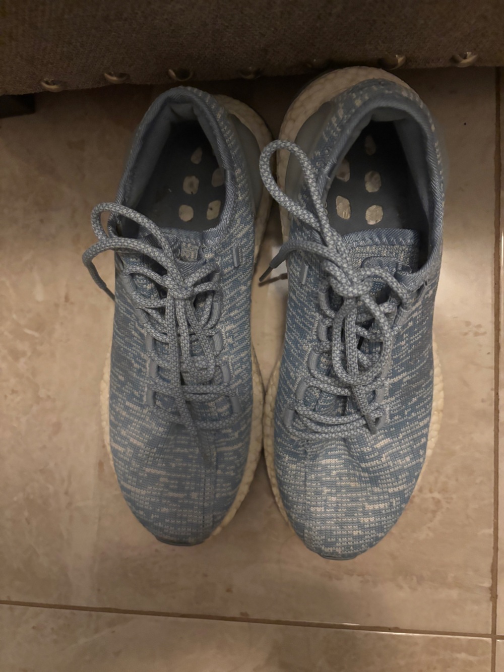 adidas Light Blue Knit Men's Athletic Shoes